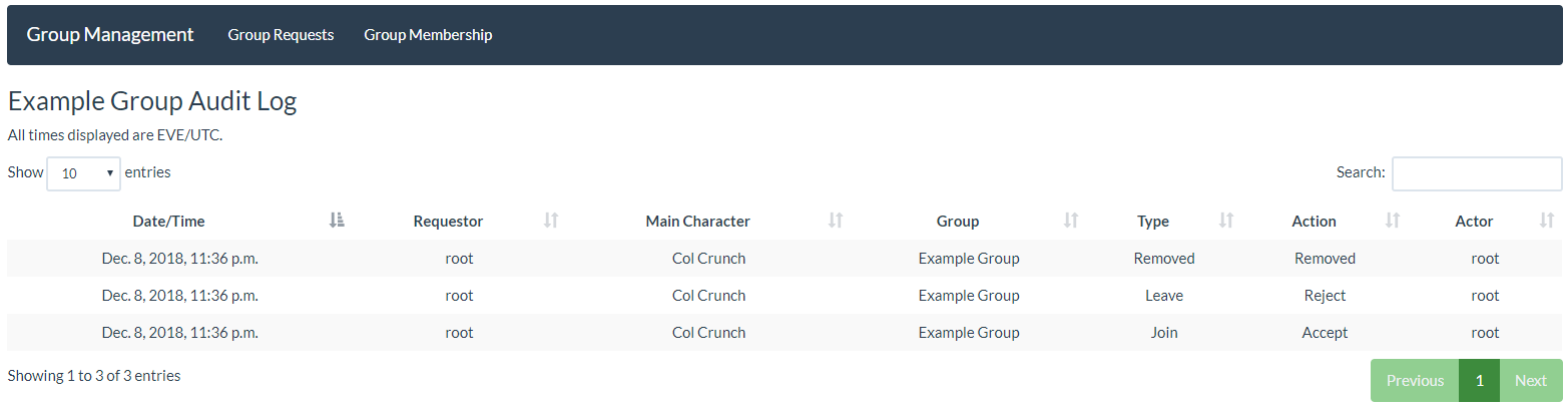 Audit Log Example